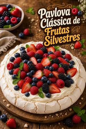 Pavlova Clássica de Frutas Silvestres com Creme de Baunilha