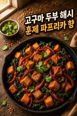 훈제 파프리카 향의 고구마 두부 해시 - 바삭하고 든든한 한 팬 요리