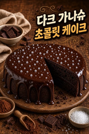 입에서 녹는 다크 가나슈와 바다소금 토핑의 진한 초콜릿 퍼지 케이크 레시피