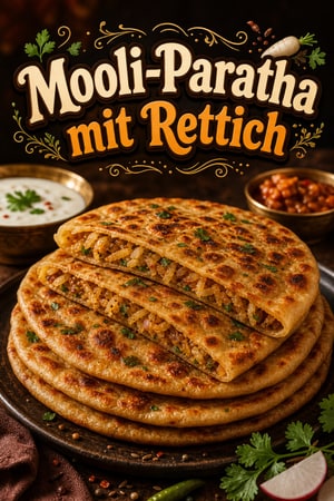 Würziges Mooli Paratha: Goldbraun gefülltes indisches Fladenbrot