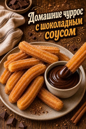 Домашние чуррос с густым шоколадным соусом
