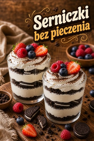 Proste bez pieczenia: parfait sernikowe z ciastkami