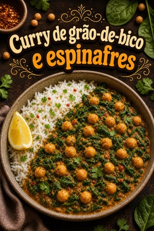 Curry de Grão-de-Bico e Espinafres com Arroz de Coco