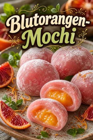 Fruchtige Blutorangen-Mochi mit spritzigem Citrus-Curd