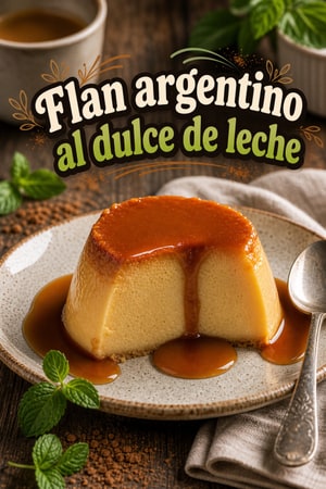 Flan argentino cremoso al dulce de leche e caramello