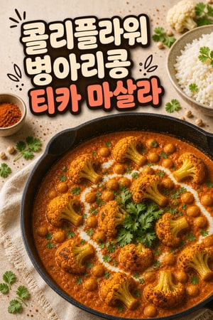 로스트 콜리플라워와 병아리콩 티카 마살라 - 크리미한 인도식 카레 레시피