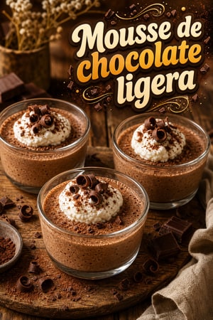 Mousse de chocolate clásico, ligero y aireado, elegante