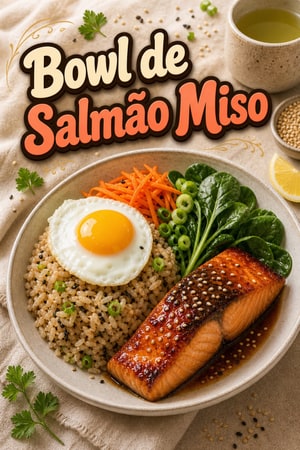 Bowl Matinal de Salmão Miso com Arroz Integral e Verdes