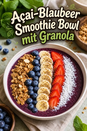 Açai-Blaubeeren Smoothie Bowl mit Granola