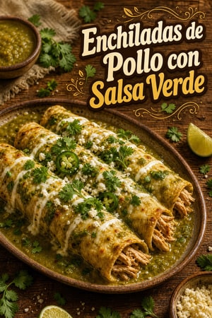 Enchiladas de Pollo con Salsa Verde al Estilo México