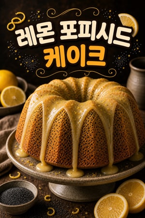 집에서 만드는 쉽고 촉촉한 클래식 레몬 포피시드 케이크와 상큼한 버터밀크 글레이즈 완벽한 레시피