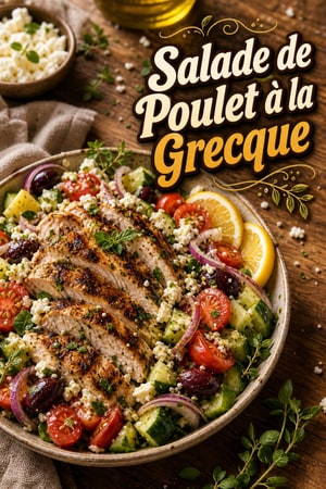 Salade de Poulet à la Grecque et sa Vinaigrette au Citron