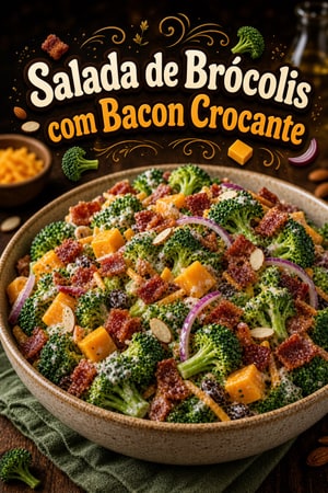 Salada de Brócolis com Bacon Crocante e Queijo Cheddar