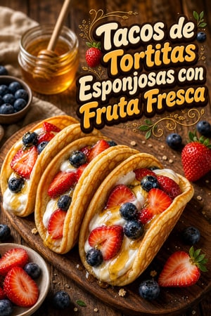 Tacos de Tortitas Esponjosas con Fruta Fresca y Yogur