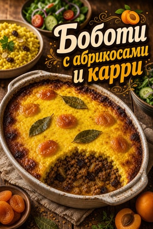 Южноафриканский боботи с абрикосами и карри-кремом