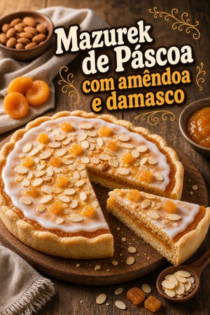 Mazurek Polaco de Páscoa: Tarte de Amêndoa e Damasco