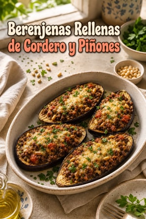 Berenjenas Rellenas de Cordero y Piñones