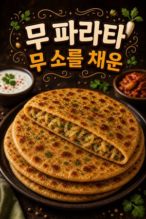 스파이스 무 파라타: 아삭한 무로 속을 채운 노릇한 인도식 플랫브레드