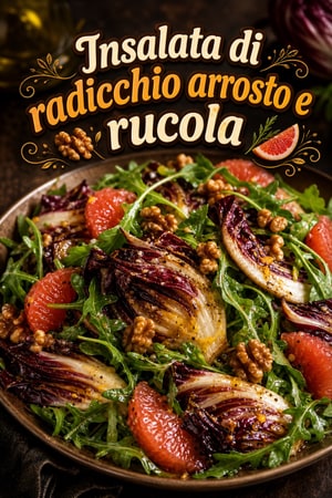 Insalata di radicchio arrosto e rucola con vinaigrette agli agrumi
