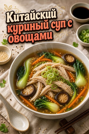 Китайский куриный суп с овощами