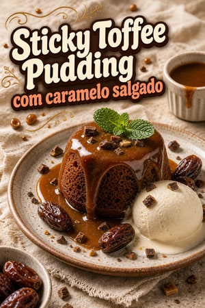 Sticky Toffee Pudding com Caramelo Salgado e Nata caseira