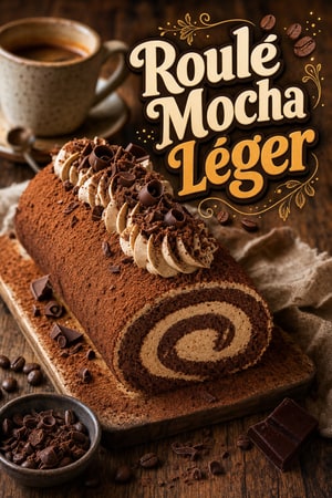 Roulé Mocha Léger — Biscuit roulé café et chocolat