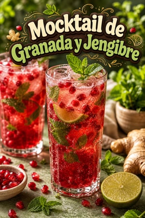 Mocktail de Granada y Jengibre con Menta Fresca