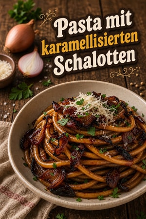 Cremige Pasta mit karamellisierten Schalotten – süß & würzig