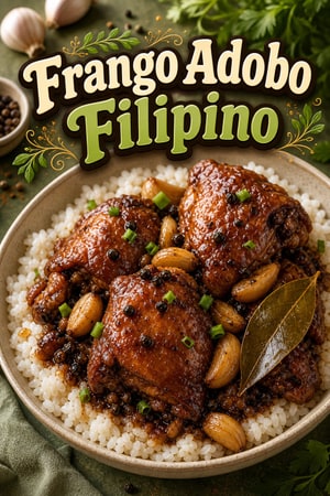 Frango Adobo Filipino Clássico com Alho e Molho de Soja