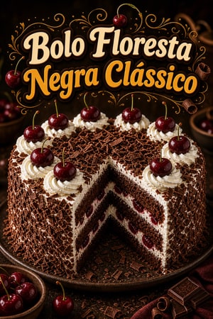 Bolo Floresta Negra Clássico com Cerejas ao Kirsch