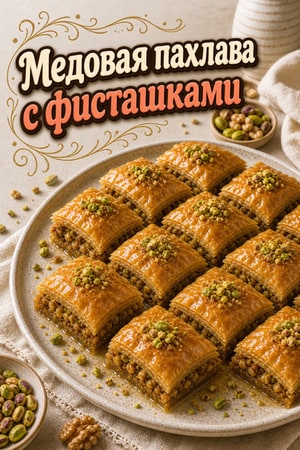 Медовая пахлава с грецким орехом и фисташками