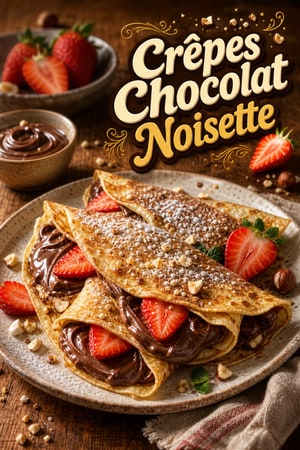 Crêpes Maison au Chocolat Noisette et Fraises Fraîches