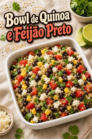 Bowl de Quinoa e Feijão Preto com Toque de Limão