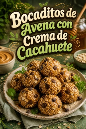 Bocaditos de Avena con Crema de Cacahuete y Miel (Sin Horno)