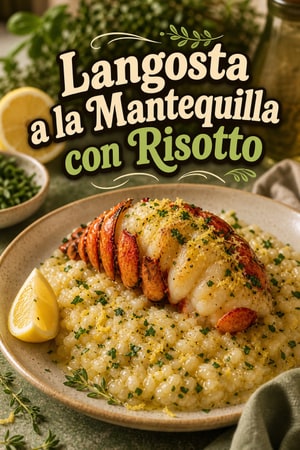 Colas de Langosta a la Mantequilla con Risotto al Limón