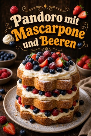 Mit Mascarpone und Beeren gefüllter Pandoro