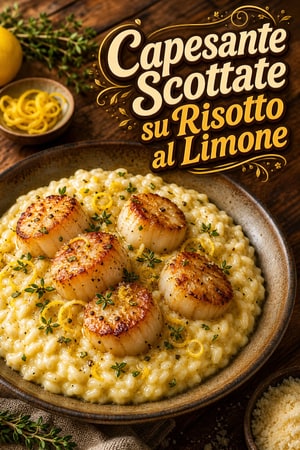 Capesante Scottate su Risotto Cremoso al Limone e Burro