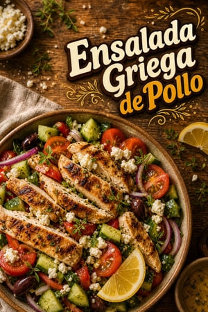 Ensalada de Pollo Griega con Vinagreta de Limón