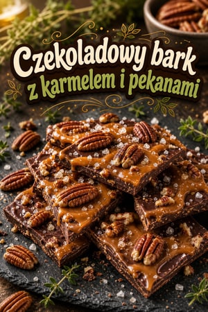 Czekoladowy bark z solonym, brązowym karmelem i pekanami