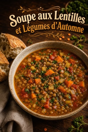 Soupe aux Lentilles et Légumes d'Automne aux Herbes
