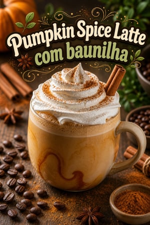 Pumpkin Spice Latte caseiro com espuma de baunilha