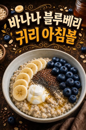 편안한 편두통 완화용 바나나·블루베리 귀리 아침볼 — 부드럽고 자극 적은 아침식사 로 천천히 즐기기