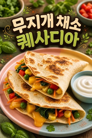 아이도 잘 먹는 무지개 채소 치즈 퀘사디아, 빠르고 순한 점심 레시피(20분 완성) — 유아용 냉동보관