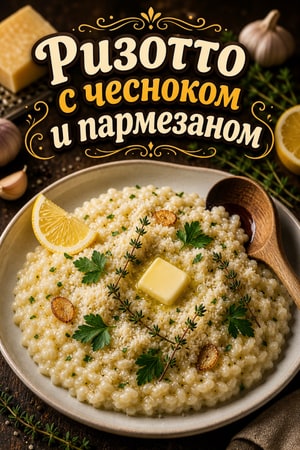 Кремовый ризотто с чесноком, пармезаном, лимоном и травами