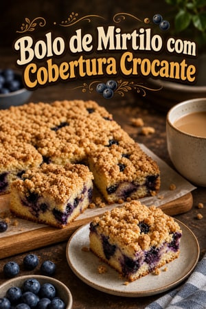 Bolo de Mirtilo com Cobertura Crocante
