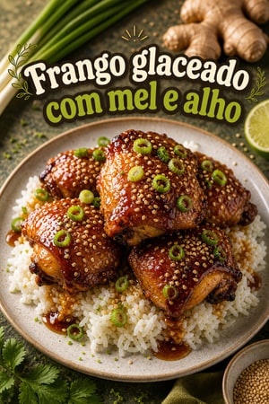 Coxas de Frango Glaceadas com Mel, Alho, Gengibre e Lima