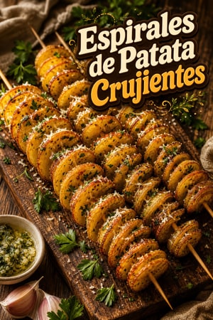 Espirales de Patata Crujientes con Mantequilla de Ajo y Hierbas