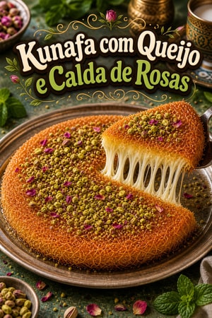 Kunafa Autêntica do Oriente Médio com Queijo e Calda de Rosas