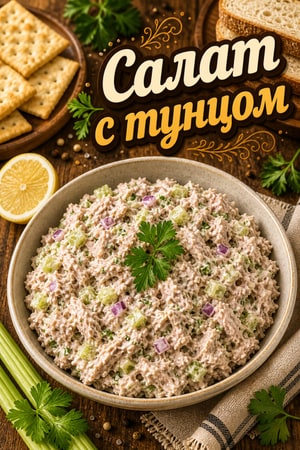 Классический домашний салат с тунцом и сельдереем