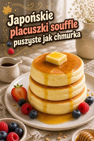 Japońskie puszyste placuszki souffle z syropem klonowym